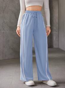 Women's Casual Elastic Trousers, Thin Ice Silk Breathable Loose Trousers - 藍色 - 查看 2