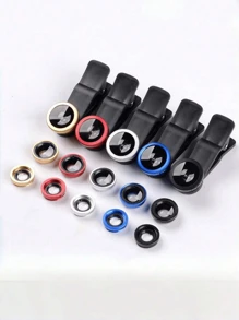 1 Stück 3-in-1 tragbares Handy-Kamera-Linsensatz mit Fisheye- und Weitwinkel-Objektiv, Clip-on für Handy (zufällige Farbe)
