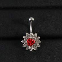 14G Belly Button Rings Dangle Stainless Steel Navel Rings Red CZ Heart Butterfly Belly Rings Dangling Belly Piercing Jewelry For Valentine,Mom,Mother,Mother's Day,Gift - Red+Black - View 12