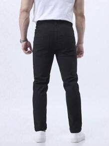Men's Solid Color Minimalist Versatile Straight Leg Jeans