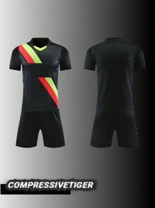 2 stuks gepersonaliseerde voetbaltrui - aanpasbare naam en nummer print korte mouw T-shirt + shorts co-ord Mamba slangenpatroon snel drogend zweetabsorberend sportset als cadeau
