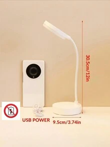 1 pieza Lámpara de escritorio LED redonda con protección ocular, carga USB, ajuste de 3 colores, plegable y portátil para estudiantes, adecuada para dormitorio, estudio, dormitorio universitario, iluminación de oficina