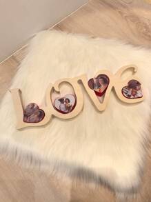定制个性化 4 张情侣照片 LOVEM 木制心形装饰，家居装饰，情人节的完美礼物，定制周年纪念日，结婚礼物，手工情侣艺术品，独特的纪念品，情侣礼物 - 原木色 - 查看 6