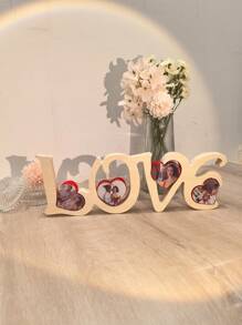 定制个性化 4 张情侣照片 LOVEM 木制心形装饰，家居装饰，情人节的完美礼物，定制周年纪念日，结婚礼物，手工情侣艺术品，独特的纪念品，情侣礼物 - 原木色 - 查看 2