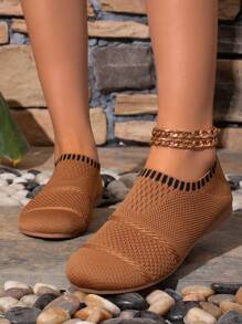 Women's Casual Flat Sports Shoes, Soft Breathable Non-Slip Shoes, Suitable For Outdoor Sports