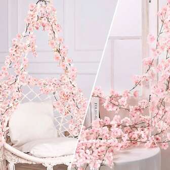 1/3 stuks Kunstbloemen Kersenbloesem Wijnstok Garland Plant, Tafels Middelpunten Feestdecoraties Huisdecoraties Vergroening Garland, UV-bescherming Kunstmatige Klimop Garland, Geschikt voor Nepplanten Kunstgroen Takken Voor Bruiloft Middelpunt Bloem Bloemstuk, Vakantie Feestdecoratie, UV-bescherming Binnen Buiten