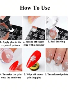 1件美甲模具印花板，蝴蝶花朵线条装饰设计，适用于DIY美甲印花模板，美甲工具 - 彩色 - 查看 6