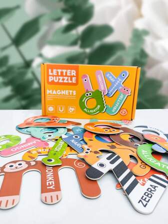 A Box Of Refrigerator Magnet Puzzles, Alphabet Poster,Magnetic Alphabet Letters,Animals, Fruit Stickers, Suitable For Preschool Enlightenment Toys, Good Gifts For Children At Home, Birthday Gifts,Magnet Toy