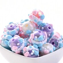 10 hạt cườm hình bánh donut vẽ tay màu Macaron, phụ kiện trang sức móc khóa/dây đeo điện thoại di động tự làm - Nhiều màu - Xem 7