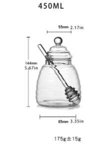 1 pièce Pot de miel/confiture en verre de style nordique de haute qualité, étanche et sans fuite, 300ml/450ml avec tige de mélange, convient pour la cuisine à la maison, le pique-nique en extérieur, le récipient de stockage