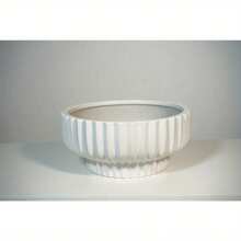 12" Round Ceramic Planter, White