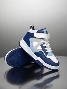 1 Paar Mode-Mix-Material High-Top Kinder Sneaker, wasserdichte Leder Sportschuhe, vielseitig einsetzbar für Kinder in allen Jahreszeiten