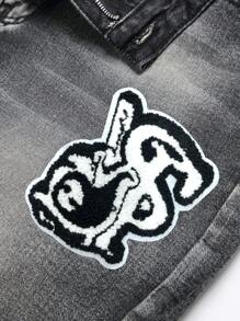 Pantaloncini di jeans casual in stile vintage con strappi per uomo