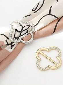 4pcs Scarf Clips - T-Shirt Tie Clips Clothing Corners Tie Pin Buckle, Fashionable Round Metal Shirt Clips For Women (Golden)