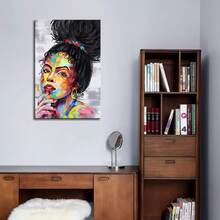 1pcs Framed African American Woman Canvas Wall Art Painting Print Poster Suitable For Modern Living Room Bathroom Bedroom Hotel Apartment Villa Gallery Ladies Room Homestay Kitchen Dining Room Entrance Porch Classroom Office Fashion Decoration Ready To Hang - Multicolor - View 4