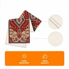 1Pc Geometrische Linnen Tafelloper Rood Boheemse Stijl Geometrisch Marokkaans Geometrisch Tapijt Patroon Patroon Boerderij Tafelloper Wasbaar Buiten Binnen Feest Keuken Thuis Eettafel Middelpunt Woonkamer Ronde Tafel Koffietafel Diner Rechthoekige Tafel Restaurant Decoratie