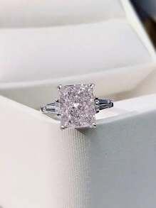 1 件奢华五排全水钻锆石 925 纯银女士戒指，适合日常和约会佩戴，2025 年最佳女性礼物，百搭时尚的个人珠宝 - 時尚方形戒指 - 查看 5