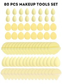5/10/20/30/40/50/60/80/100PCS Makeup Tools Set Including:10PCS Makeup Sponges For Liquid Makeup+10PCS Mini Makeup Sponges For Liquid Makeup+10PCS Triangle Powder Puffs For Loose Powder And Makeup Setting+10PCS Air Cushion Powder Puffs For Facial Makeup+10PCS Mini Air Cushion Powder Puffs For Facial Concealer Makeup - Màu vàng - Xem 14
