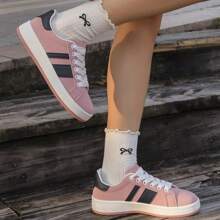 女士休闲一脚蹬运动鞋，时尚舒适轻便 - 粉色 - 查看 3