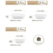 Porcelain Baking Dishes Set Of 3, Durable Casserole Dish Set Lasagna Pan Deep, Ceramic Bakeware Sets With Handles, White