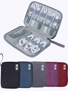 1pc/Electronics Accessories Storage Bag, Universal Portable Travel Electronic Organizer Bag For Phone, Cable, Coin, Jewelry, Makeup, Power Bank, Mouse, Charger, Data Cable, Pen, Hard Drive, Protective Cover