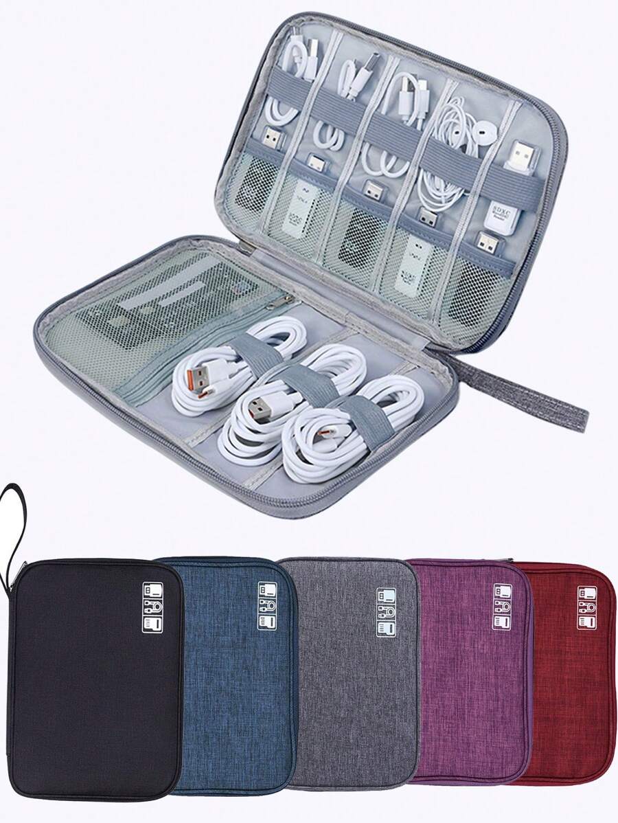 1pc/Electronics Accessories Storage Bag, Universal Portable Travel Electronic Organizer Bag For Phone, Cable, Coin, Jewelry, Makeup, Power Bank, Mouse, Charger, Data Cable, Pen, Hard Drive, Protective Cover