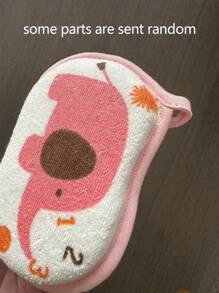 1pc Baby Bath Sponge Cartoon Bathing Glove, Newborn Bath Accessories, Random Color - Pink - View 3