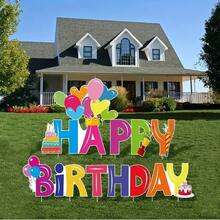 6pcs Happy Birthday Garden Sign Decorations With Stakes - Colorful Lawn Signs For Outdoor Party Supplies - Durable Yard Art Decor For Birthday Celebrations - Multicolor - View 3
