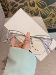 1 件时尚女士猫眼光学眼镜框，非处方眼镜，轻巧多功能，防止视觉疲劳 - 無色 - 查看 6