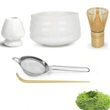 5pcs/Set Matcha Set- Matcha Whisk And Bowl- Matcha Tea Set- Matcha Bowl (Matcha Cup), Bamboo Whisk, Matcha Scoop, Matcha Whisk Stand (Chasen Holder)- The Perfect Matcha Kit For Matcha Tea Ceremony