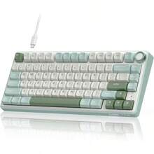 RK ROYAL KLUDGE R75 Mechanical Keyboard Wired With Volumn Knob 75% TKL Custom Gaming Keyboard Gasket Mount RGB Backlit With Software MDA Profile Hot Swappable Silver Switch PBT Keycaps US Layout - Green-HotSwapSliverSwitch - 查看 1