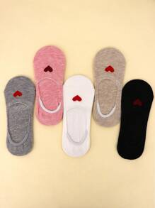 5pairs Heart Pattern Invisible Socks - Multicolor - View 4