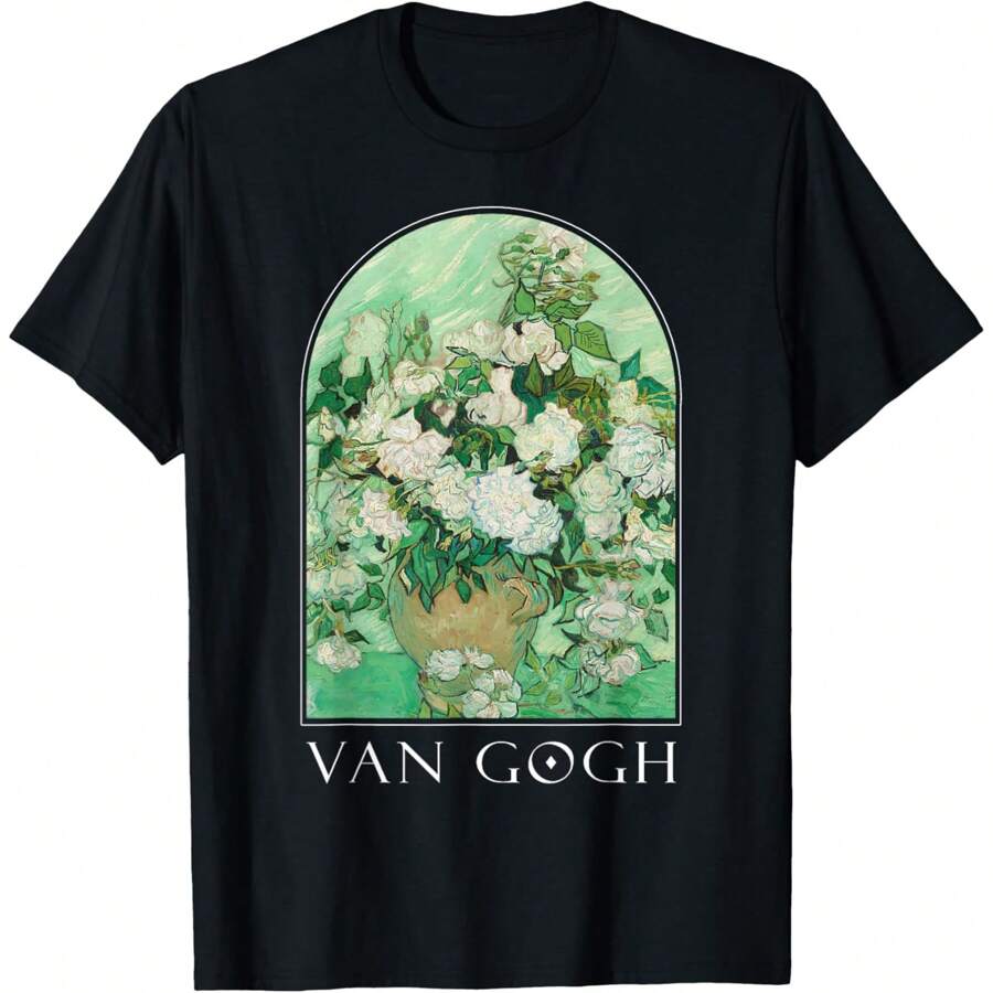 Roses Classic Art Vintage Aesthetic T-Shirt - Black - View 1