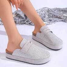 Dames instapsandalen met strass-versiering, casual mode, outdoor slides, stijlvolle sandalen