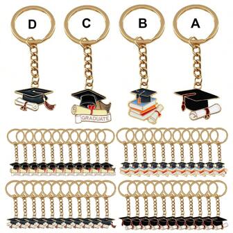 20pcs Party Dance Party Small Gifts Graduation Season Gifts Doctoral Hat Exam Motivational Slogan Metal Material Personalized Keychain/Chain, Suitable For Graduation Homecoming Gifts, Graduation Party Gifts, Bachelor Parties, Bag Ornaments, Mobile Phone Car Key Pendant Gifts, September Teacher's Day Gifts, Gifts For Best Friends, Souvenirs For Teachers And Classmates, Festivals And Party Supplies, Sisters Gifts