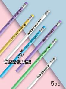 LICVIC 5/10/20/50/100/200 Pcs Custom Engraving Text Pencils, Personalized Pencils For Kids, Customized Pencils Personalized Bulk, Multi-Functional, Ornamental, Letter, Stylish, Modern, Colorful, Cute, Adorable, Casual, Custom, Personalized, Unique, Customized, Baby Gifts, Ideal Gifts For Him, Ideal Gifts For Her, Son, Daughter Back To School,Kids,Urban Gala,Modern,Colorful,Cute - Style a - View 2
