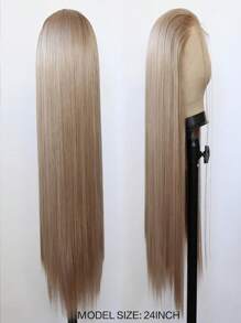 websterwigs 13x4 Platinum Blonde Lace Front Wig, 26 Inch Long Straight Synthetic Lace Front Wig, Pre-Plucked Hairline, Heat Resistant Fiber Hair, Silky Straight Wig For Women, Cosplay, Party, Daily Wear, Halloween