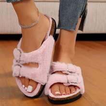 Women's Flat Cork Footbed Sandal With Comfort Cork Footbed Wide Widths Available - Pink - View 6