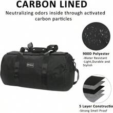 FIREDOG Smell Proof Duffle Bag Large Smell Proof Bag For Travel Storage Classic Black With Lock - ClassicBlack-WithLock - View 2