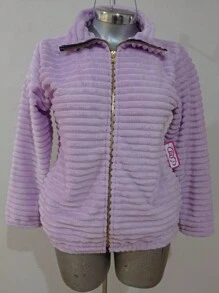 Chamarra Chaqueta Curvy Moda para Dama - Lila Púrpura - Ver 2