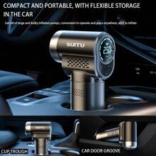 Máy bơm lốp điện cầm tay không dây 150PSI, máy nén khí cầm tay cho ô tô, xe máy, xe đạp, bóng, bơm hơi hiệu quả mọi lúc, mọi nơi, màn hình kỹ thuật số, đèn LED, công cụ khẩn cấp dễ sử dụng - màu đen - Xem 7