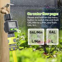1 英寸和 3/4 英寸花园软管水流量计，测量单次/总流量（加仑和升），用于花园浇水、游泳池或房车注水，水流量传感器