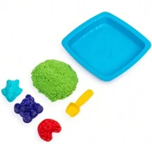 Spin Master Kinetisch zand, zandbakset voor kinderen met 1 lb groen en 3 mallen, sensorisch speelgoed voor kinderen van 3 jaar en ouder