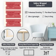 1pc Framed Canvas Poster Vintage Kissing Booth Tickets Wall Art Canvas Paintings Ideal Gift For Bedroom Living Room Corridor Wall Art Wall Decor Room Decoration,Ready To Hang