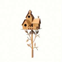 1pcs  Metal Bird House Pile - Rustic Hummingbird House With Rod Imitation Old Metal Art House Garden Decoration Ground Insertion Unique Garden Accent - 米色 - 查看 3