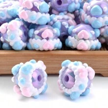 10 hạt cườm hình bánh donut vẽ tay màu Macaron, phụ kiện trang sức móc khóa/dây đeo điện thoại di động tự làm - Nhiều màu - Xem 14