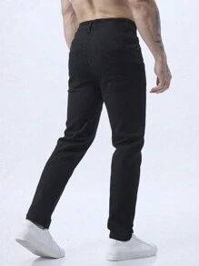 Men's Solid Color Minimalist Versatile Straight Leg Jeans