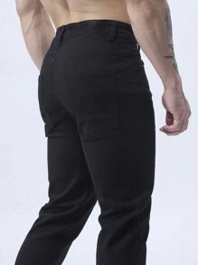 Men's Solid Color Minimalist Versatile Straight Leg Jeans