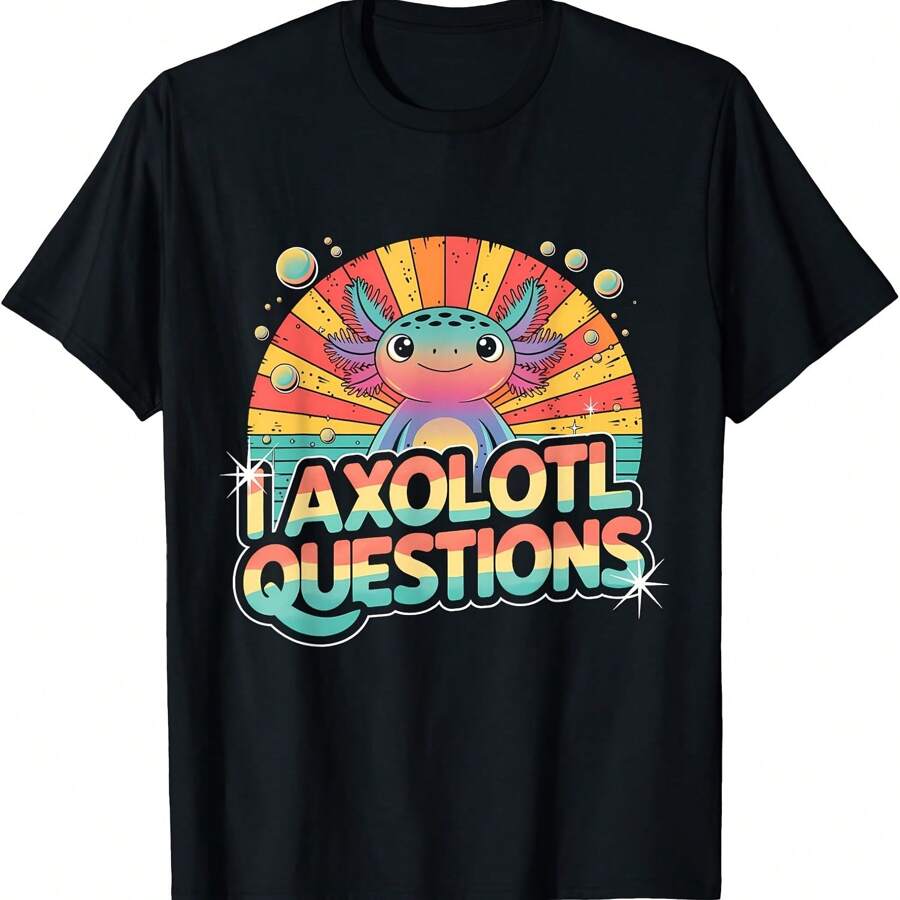 I Axolotl Questions Shirt Cute Axolotl T-Shirt - Black - View 1