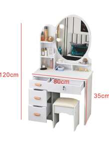 Tocador Multifuncional con Espejo y Cajones de Almacenamiento - Blanco - Ver 3